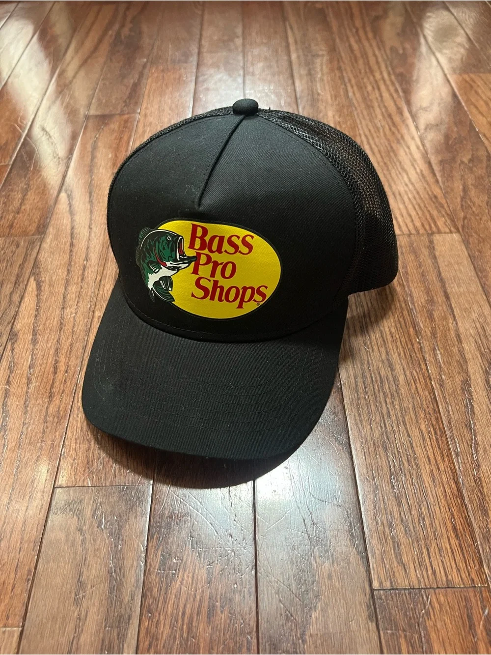 Bass Pro Shops Black Trucker Cap with Yellow Logo
